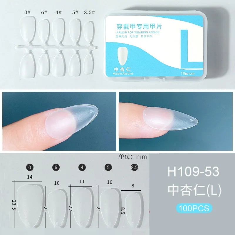 100pcs Full Cover Press On Nail Tips – Clear Ultra-Thin False Nails