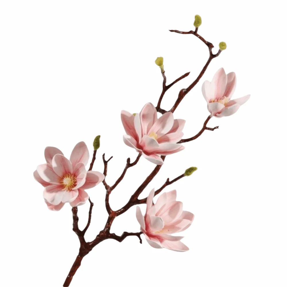 Pink Artificial Magnolia Flower Branch – 72cm Faux Blossom Décor
