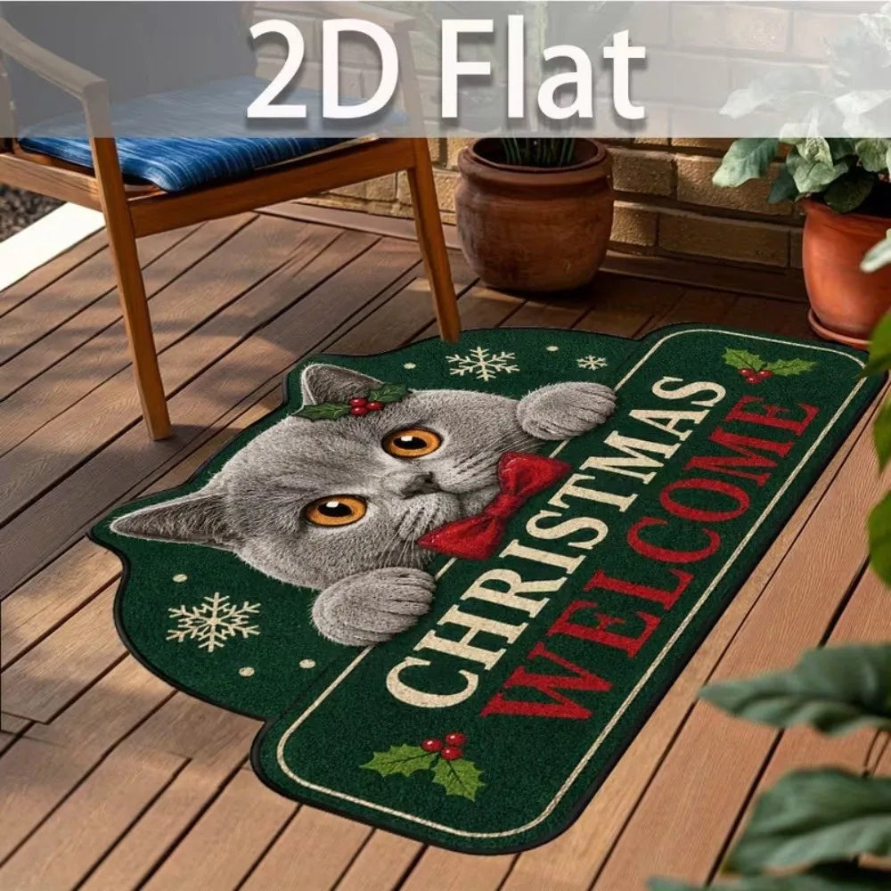 Funny Cat Non-Slip Area Rug – Cartoon Flat Carpet Home Decor