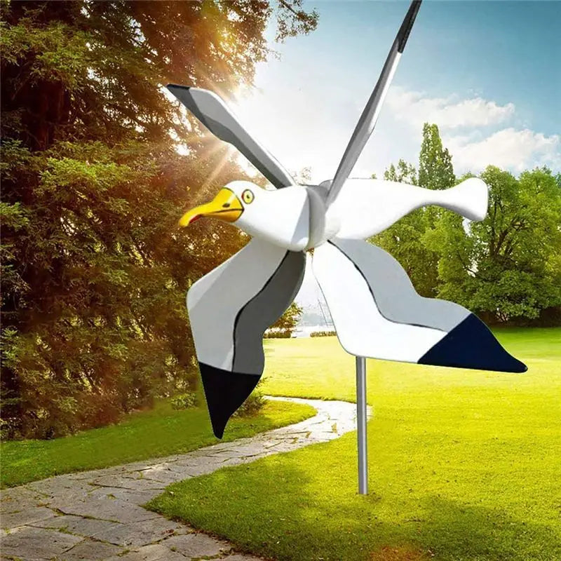 Flying Bird Windmill Garden Spinner – Seagull Whirligig Decor