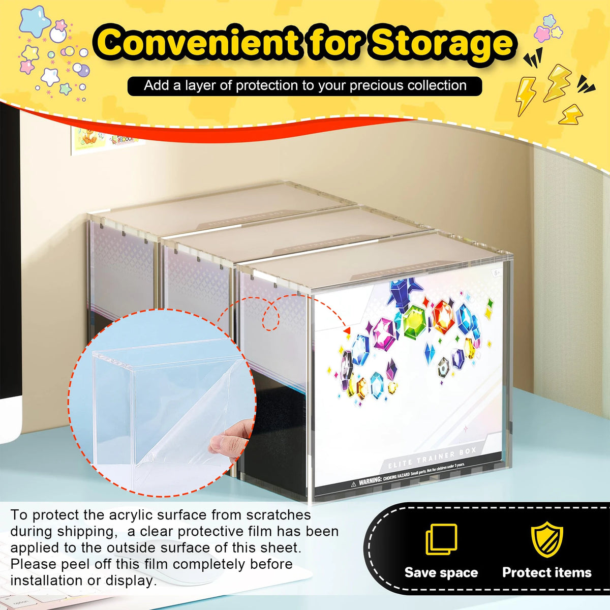 Acrylic Display Case for Pokémon Booster Box – Magnetic Anti-UV