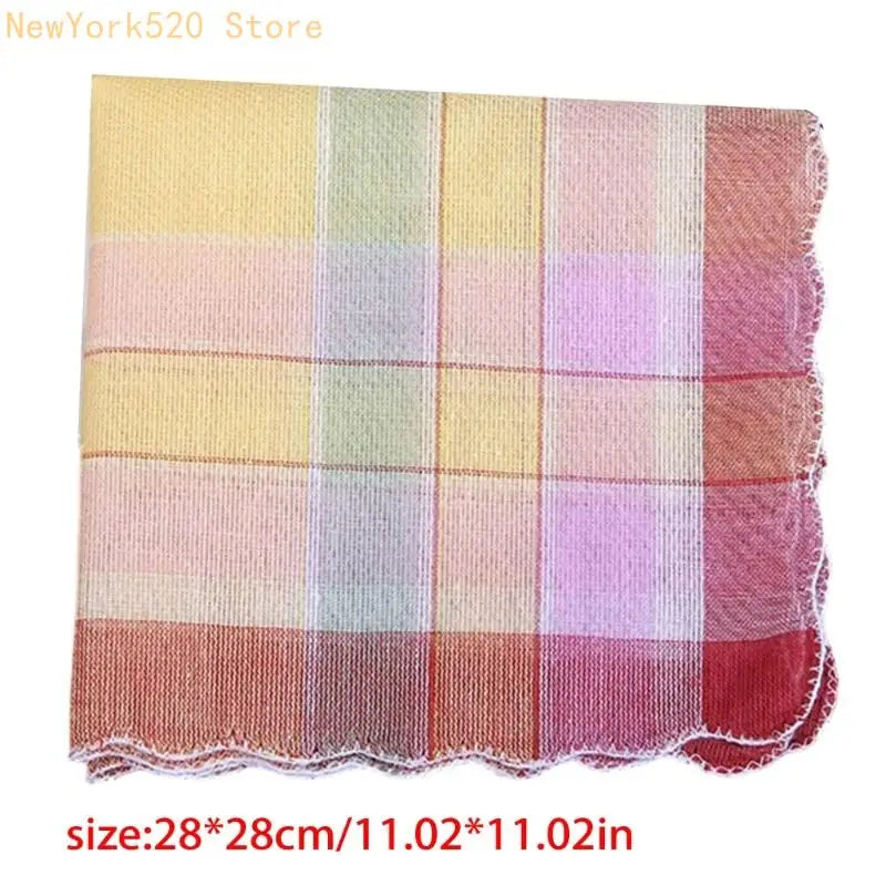 Women's Cotton Handkerchiefs – Check Print & Scalloped Trim Set