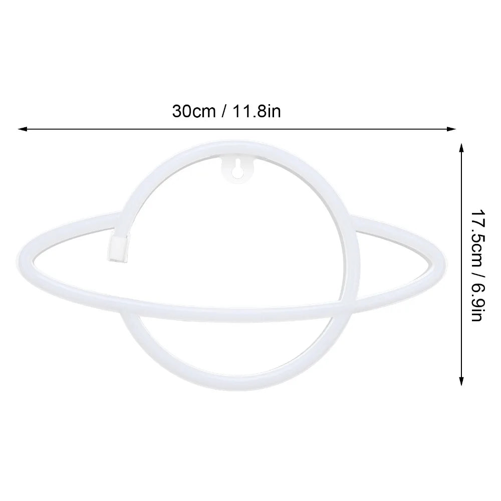 Planet LED Neon Sign – USB & Battery Pink Blue Wall Light