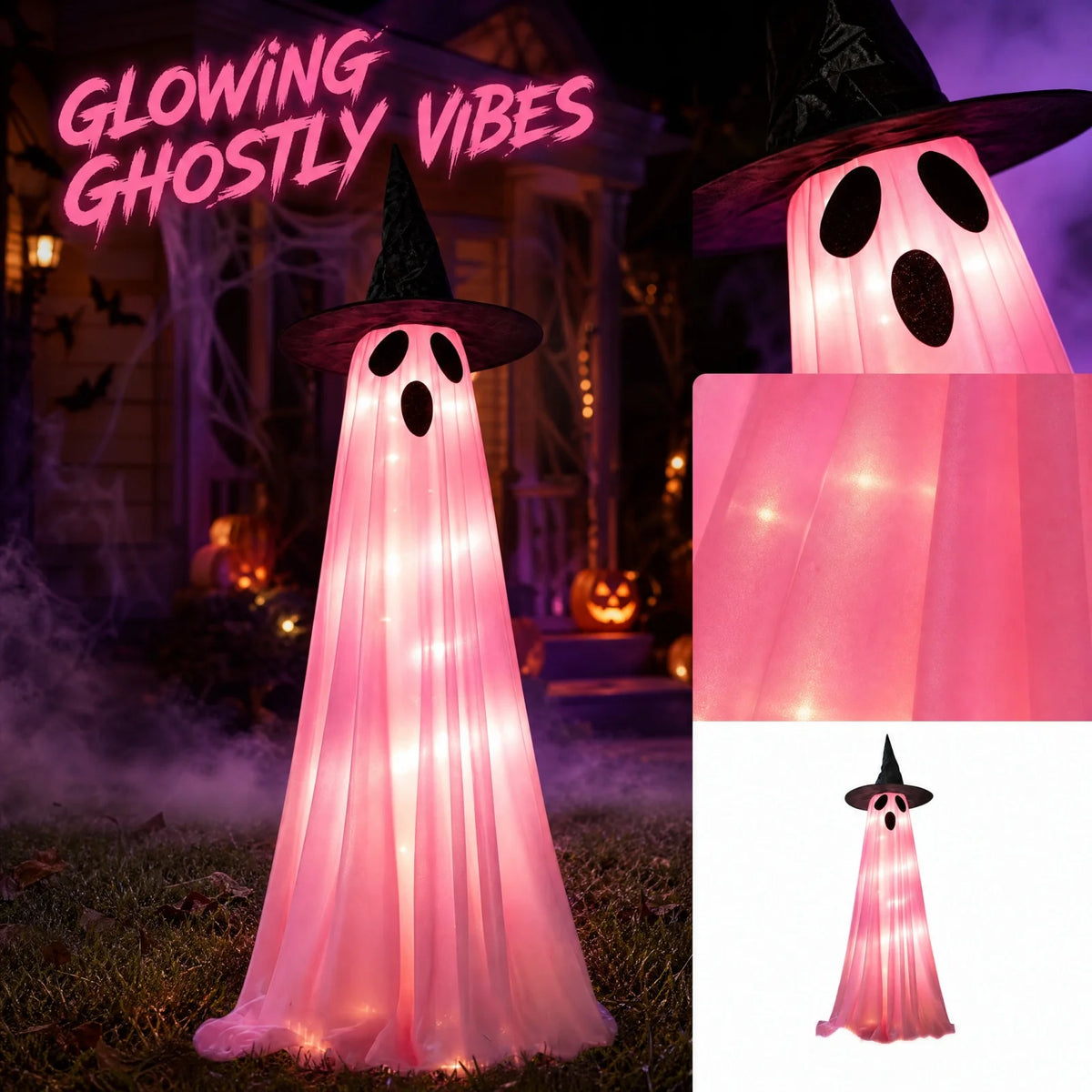 Halloween LED Glowing Ghost Yard Ornament – Battery Powered