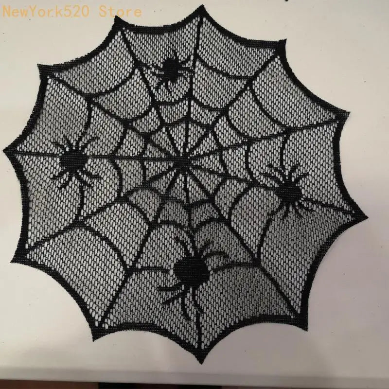 Spider Web Round Lace Placemat – Cobweb Doily Halloween Décor