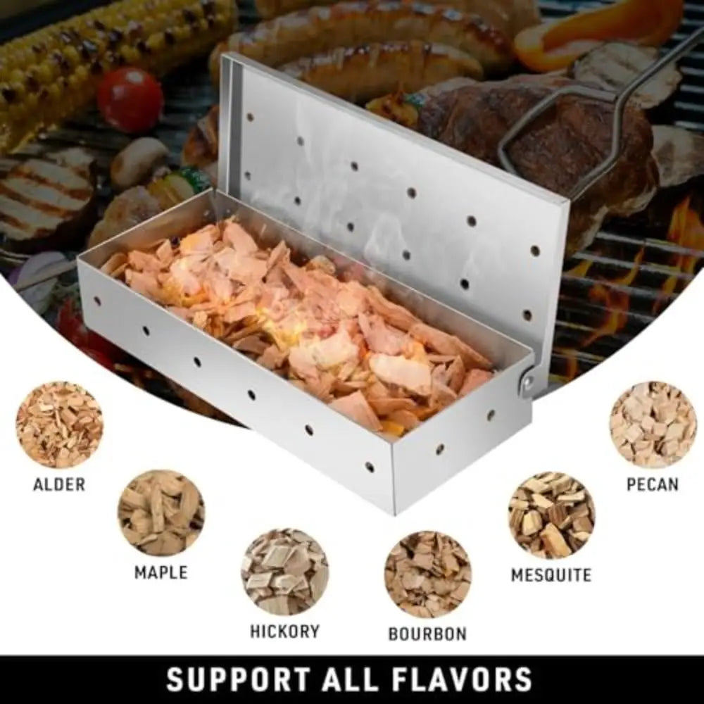 VIBE Stainless Steel Smoker Box for Gas & Charcoal Grills