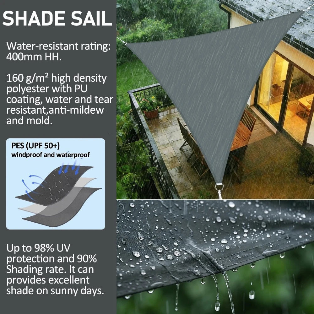 Triangle Sun Shade Sail Waterproof 98% UV Block Outdoor Canopy