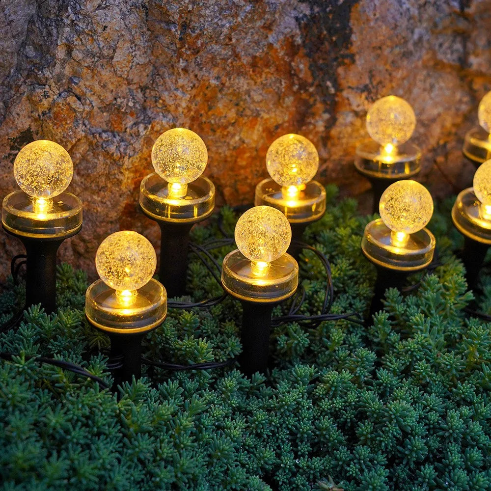 Solar Bubble Ball Ground Stake String Lights – Garden Décor