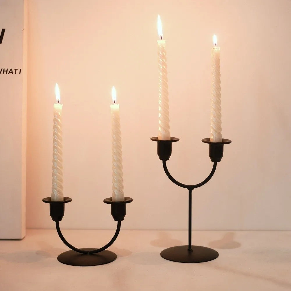 Double U-Shaped Metal Candlestick Holder – Elegant Table Decor