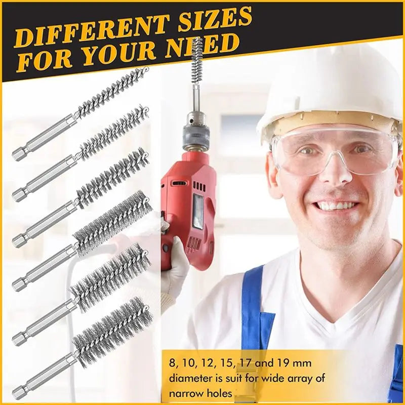 24-Pc Wire Bore Brush Set for Power Drill – 6 Sizes