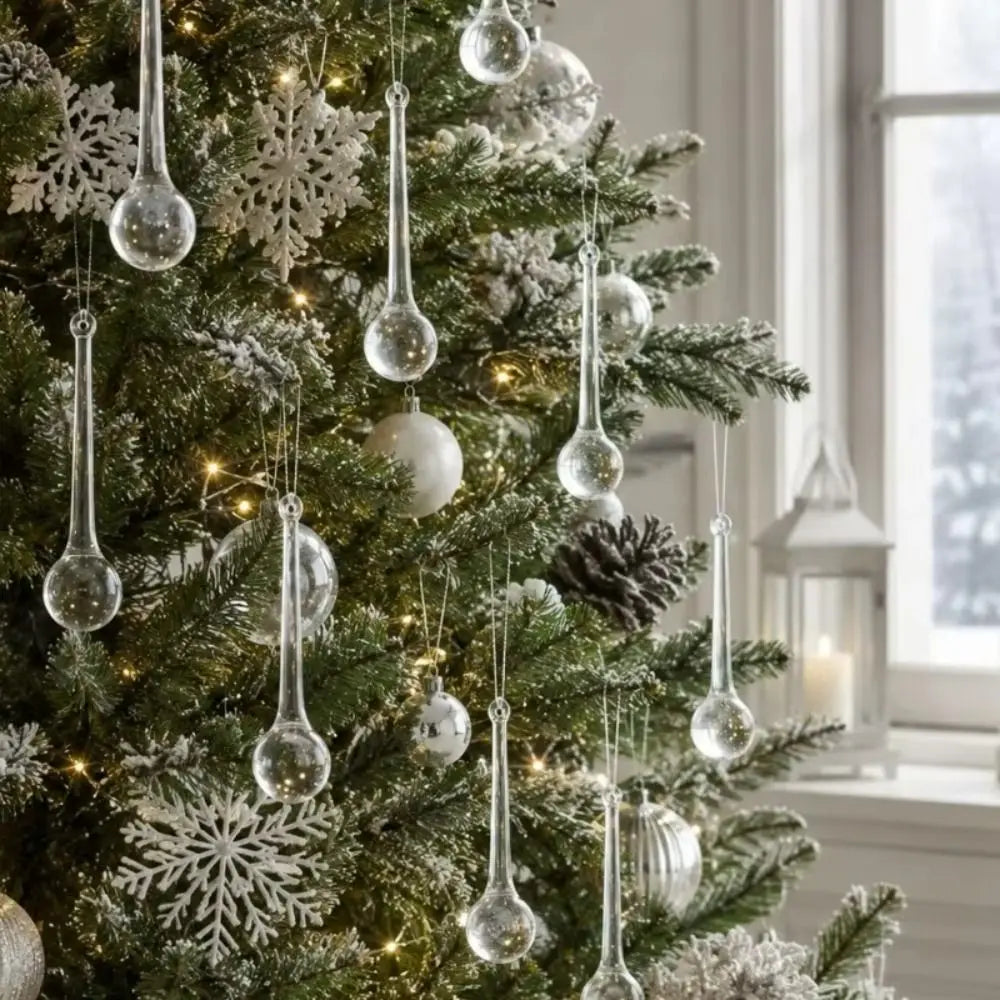 10PCS Teardrop Crystal Christmas Tree Hanging Pendants Ornaments