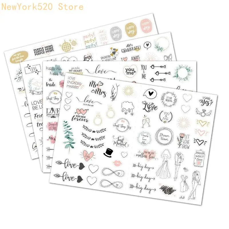 4 Sheets Wedding Stickers 230pcs – Scrapbooking & Crafts