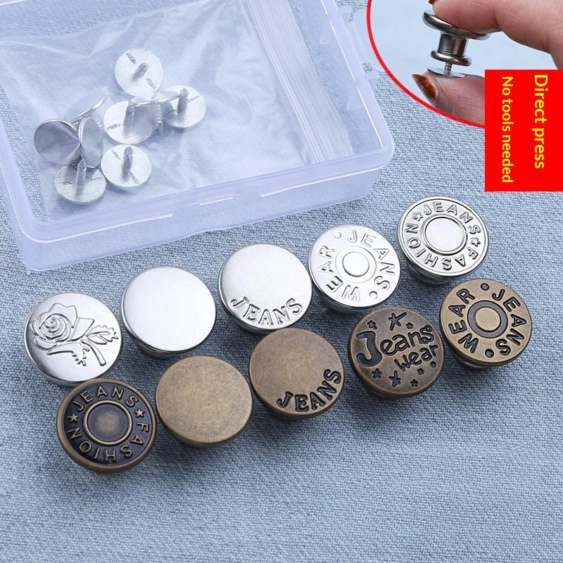 Detachable Metal Jeans Buttons – Adjustable Waist Tightener