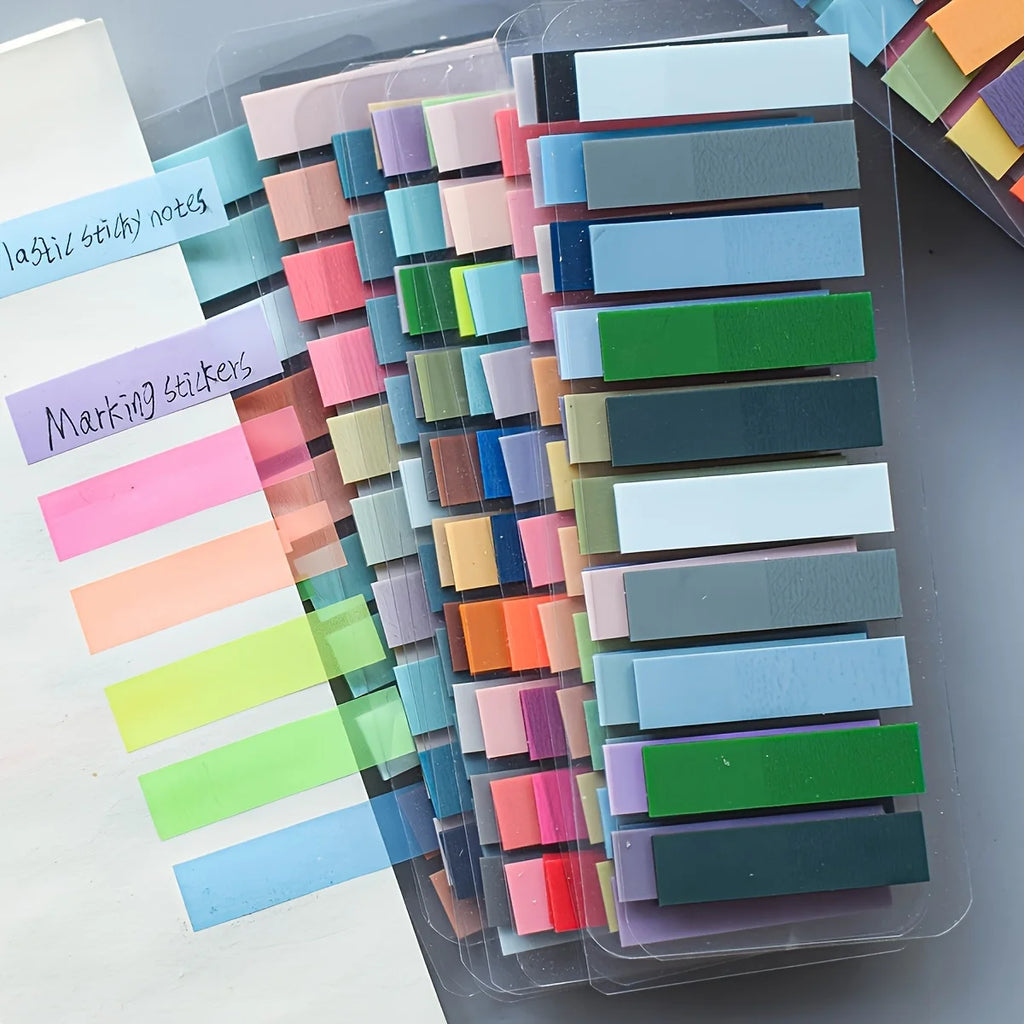 200Pcs Transparent PET Sticky Notes Morandi Color Markers