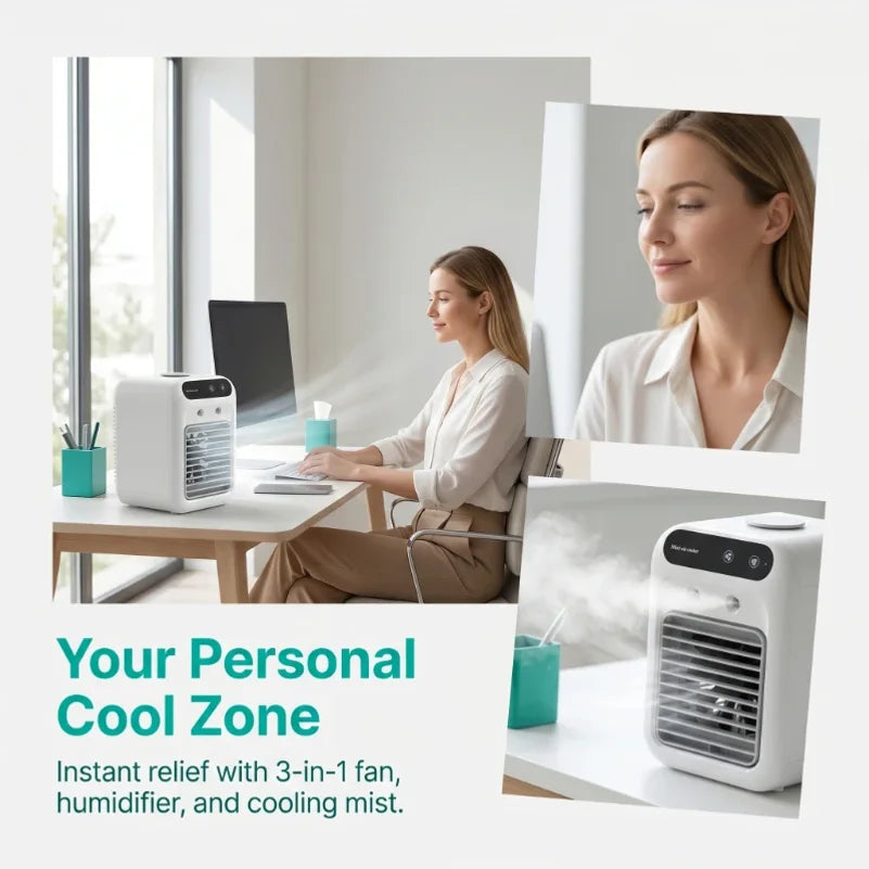 Mini USB Portable Cooling Fan & Humidifier – Home & Office