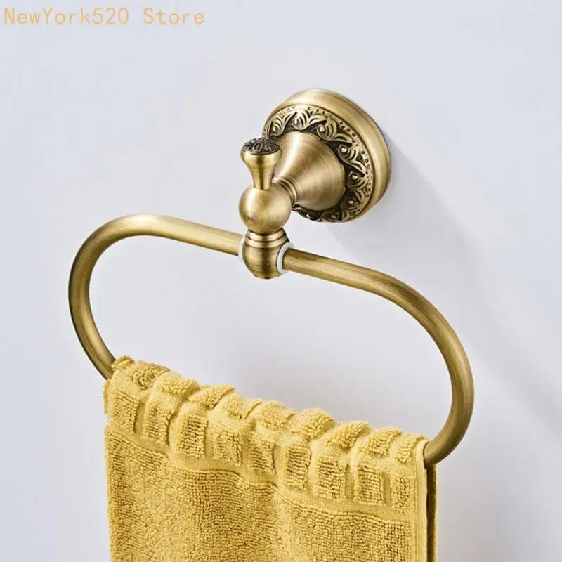 Wall Mounted Brass Towel Ring – Antique Oval Bathroom Holder