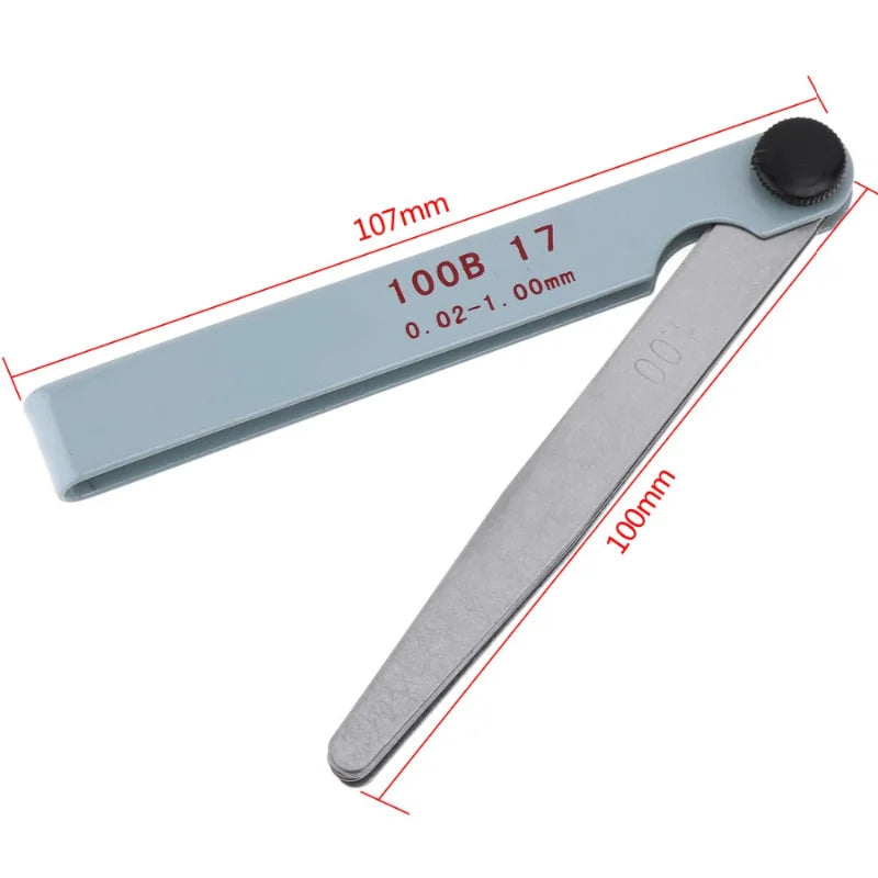 17-Blade Metric Feeler Gauge 0.02–1.00mm Engine Valve Tool