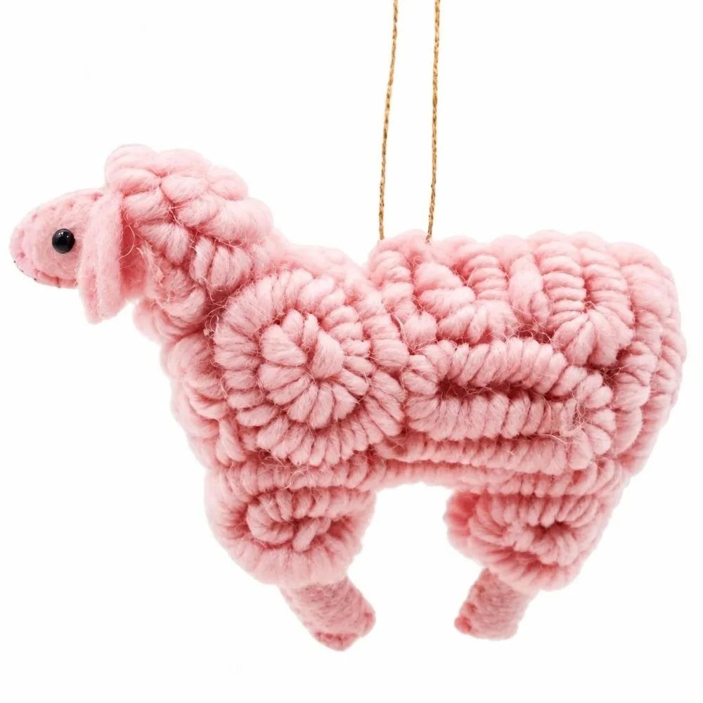 Wool Felt Sheep Christmas Ornament – Handmade Tree Decor
