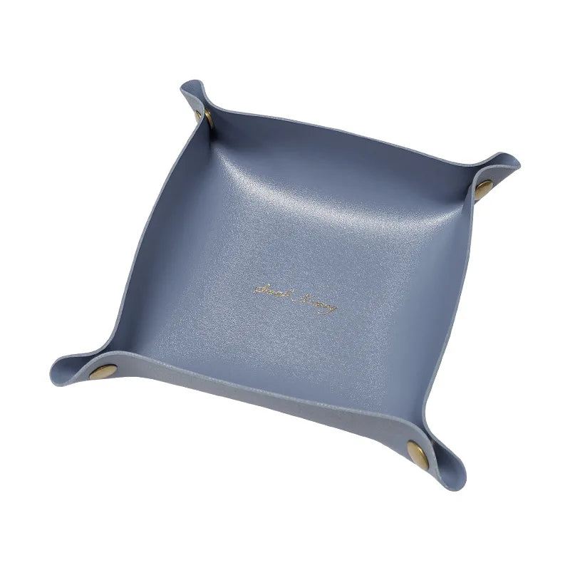 Nordic Leather Folding Storage Tray – Desk & Jewelry Organizer
