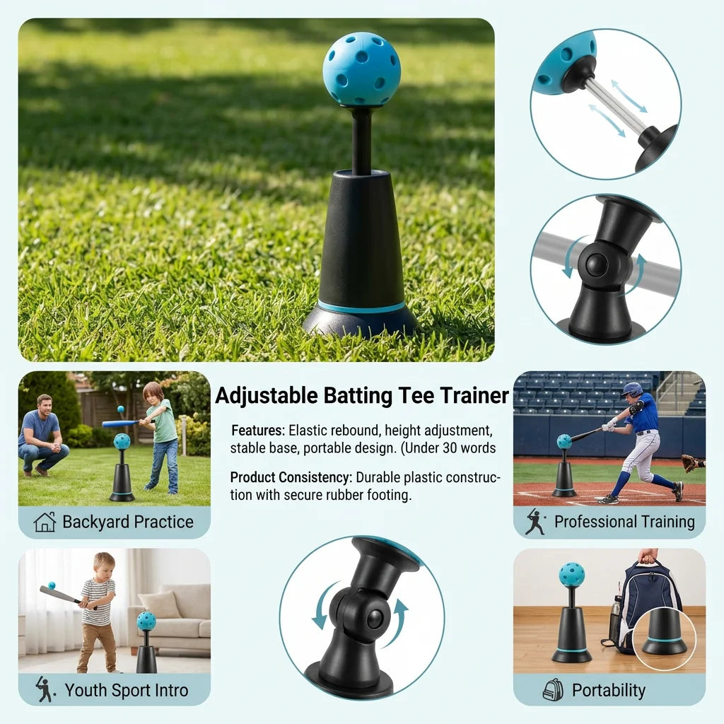 Youth Baseball Batting Tee – Adjustable Portable Trainer for Kids