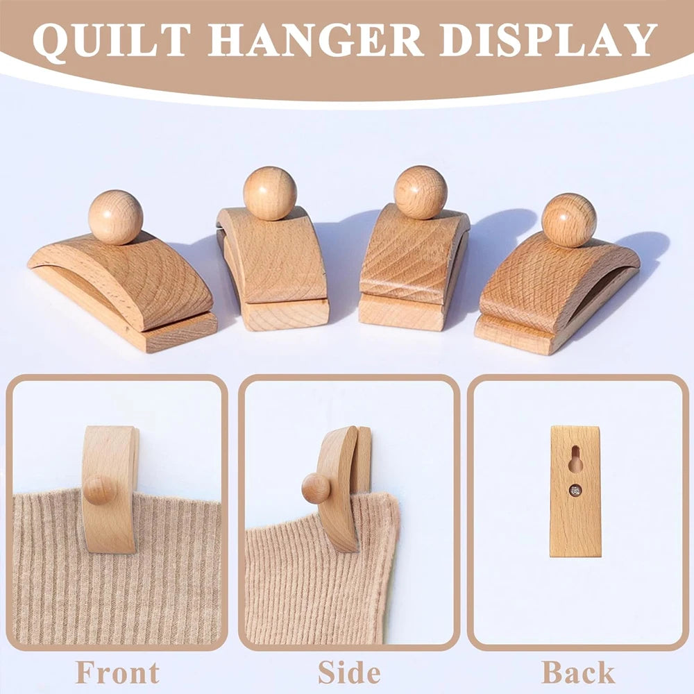 Wooden Quilt & Tapestry Wall Hangers – Blanket Clamp Clips