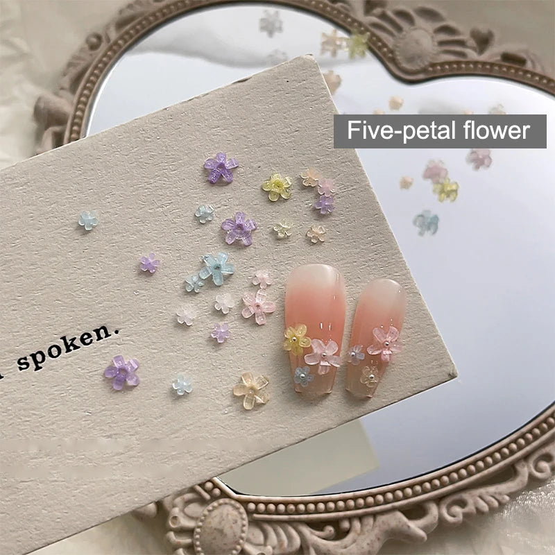 50Pcs 3D Flower Nail Art Charms Macaron Resin DIY Manicure