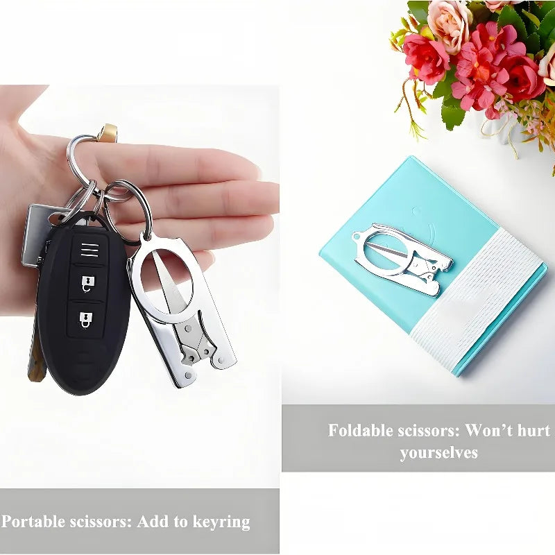 3-Pack Folding Stainless Steel Pocket Scissors with Key Ring