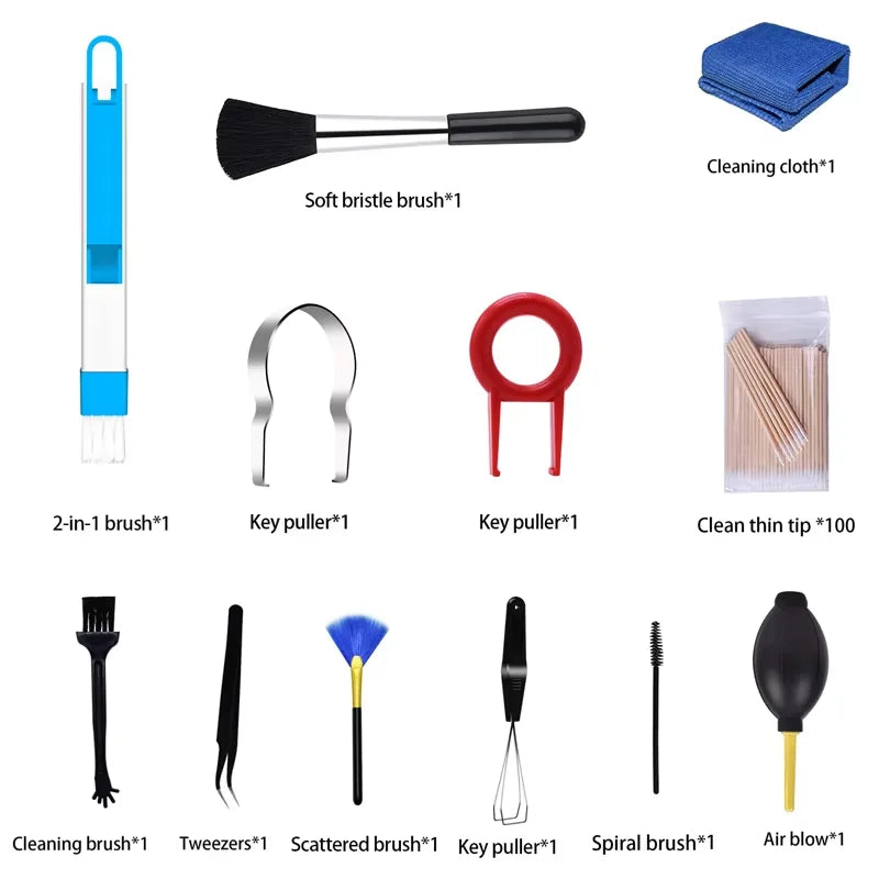 Mechanical Keyboard Cleaning Kit – Key Puller, Brush & Shaft Tool