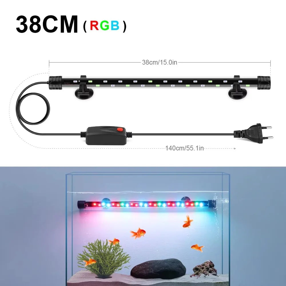 Submersible Aquarium LED Light 18–48cm Fish Tank Tube Lamp