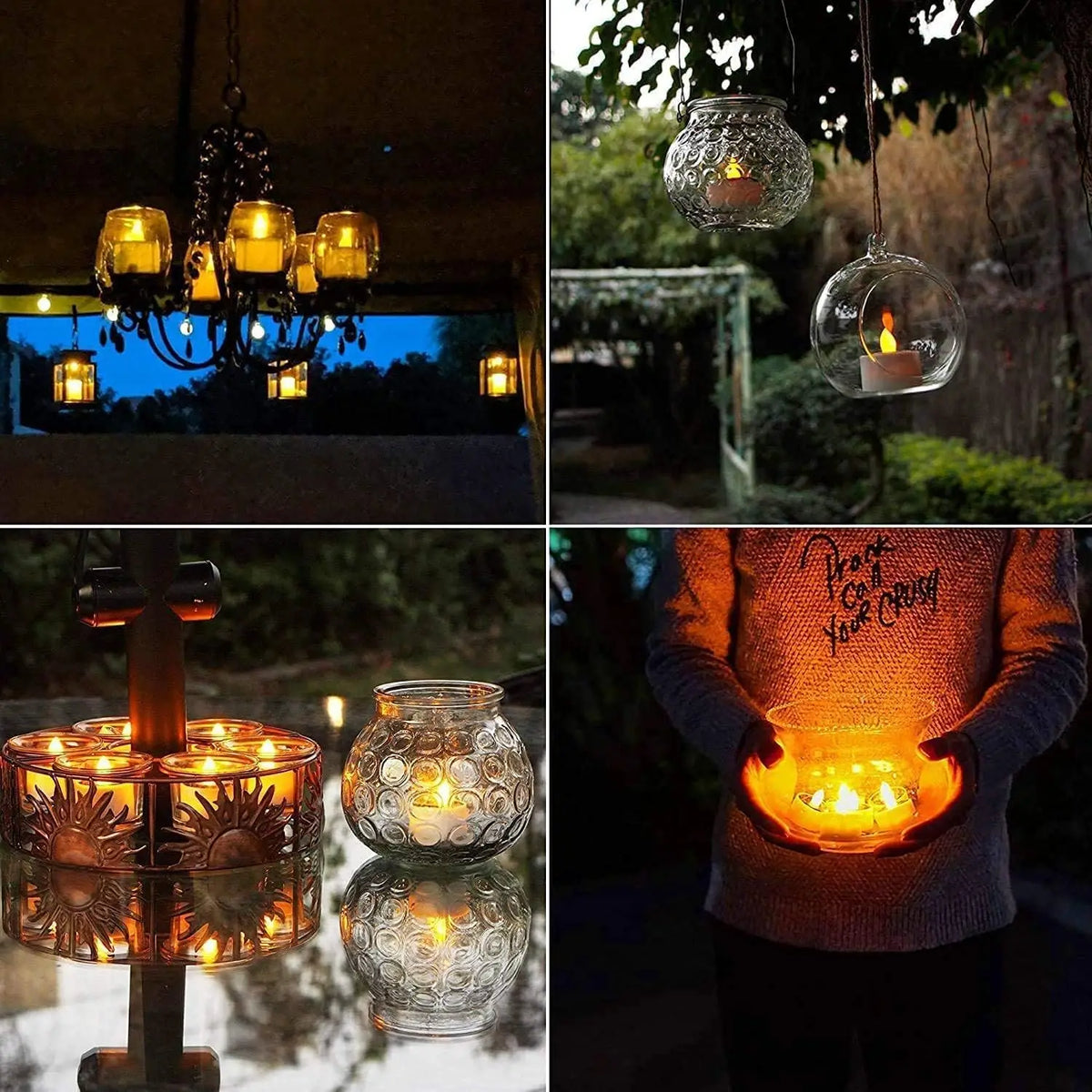 6-Pack Solar Flickering Tea Lights – Flameless Waterproof LED Candles