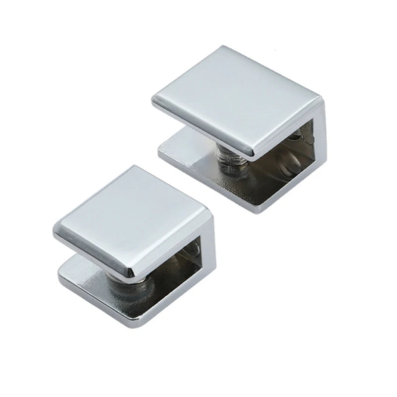 Square Zinc Alloy Glass Clamp Bracket | Glossy Shelf Support Pair