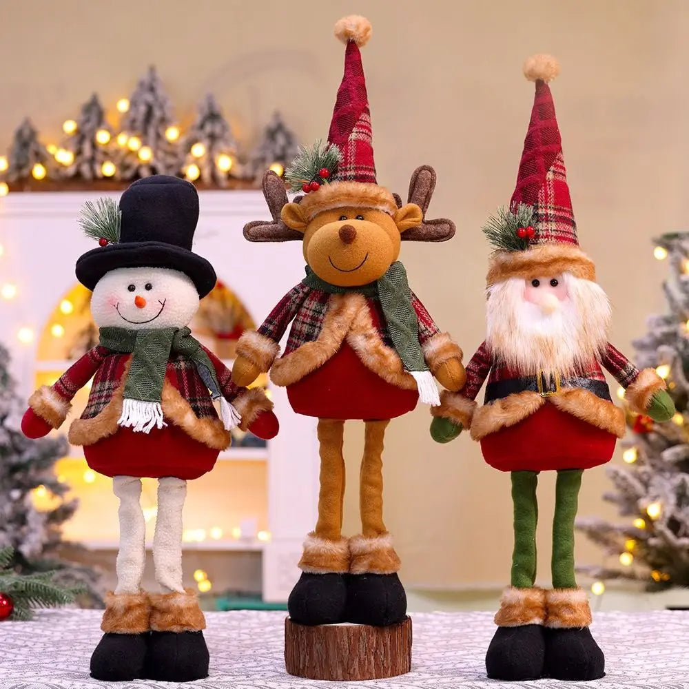 Knitted Christmas Telescopic Doll – Santa Snowman Elk Décor