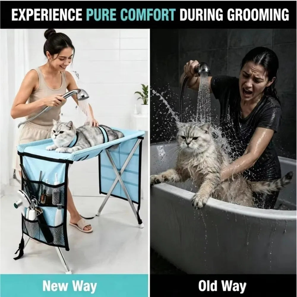 Foldable Oxford Cloth Pet Grooming Table – Metal Frame