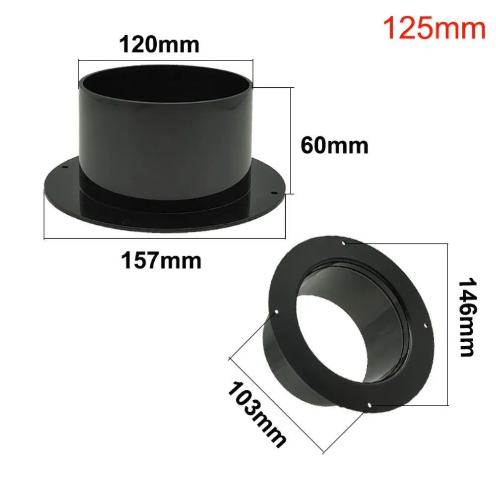 Round Wall Flange Connector Black ABS Ventilation Pipe Coupling