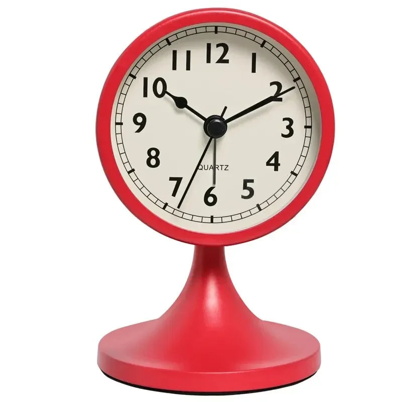 Nordic Metal Alarm Clock with Night Light – Silent Round Clock