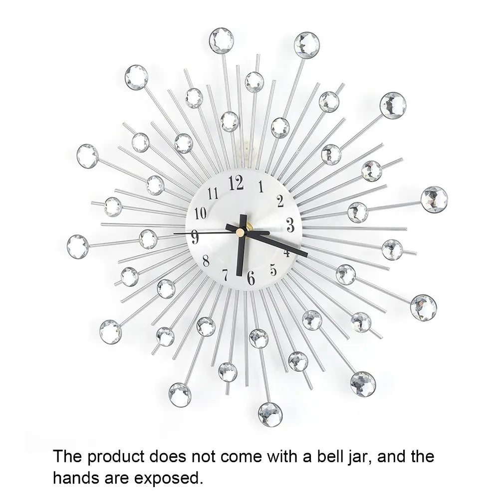 Diamond Rhinestone Silent Metal Wall Clock – Modern Décor