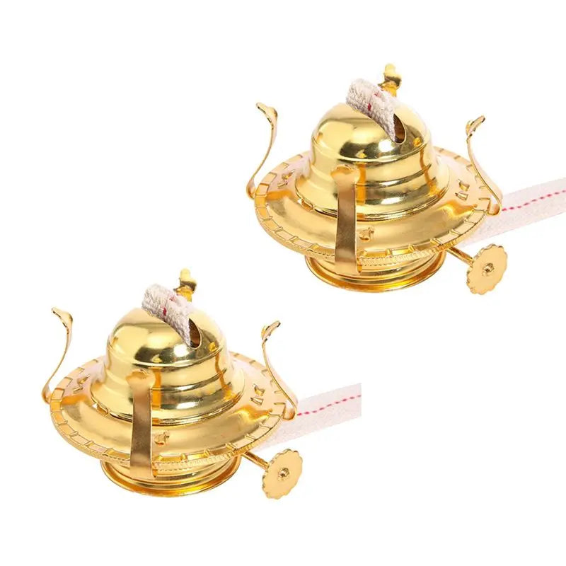 2-Pack Gold Oil Lamp Burner Kit with Cotton Wick & Collar
