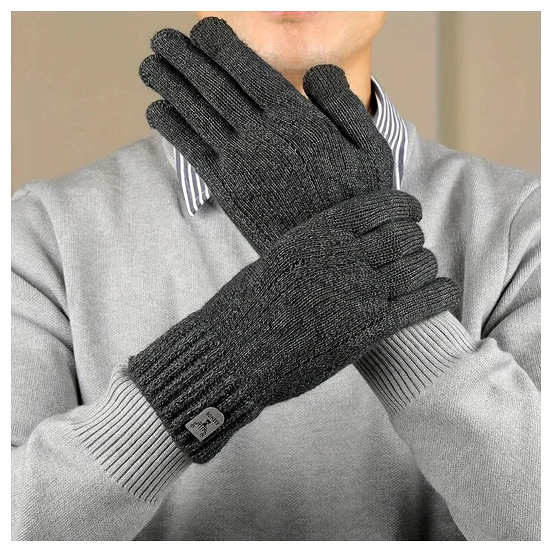 Men's Winter Full Finger Wool Fleece Touch Screen Gloves
