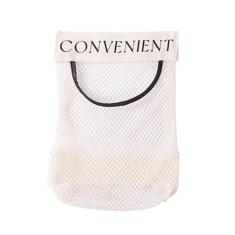 Wall Mount Mesh Bag Organizer – Adhesive Kitchen Bag Dispenser
