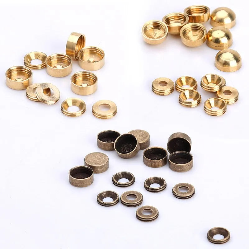 8-Pack Brass Decorative Screw Caps – Antique Copper Mirror Fix
