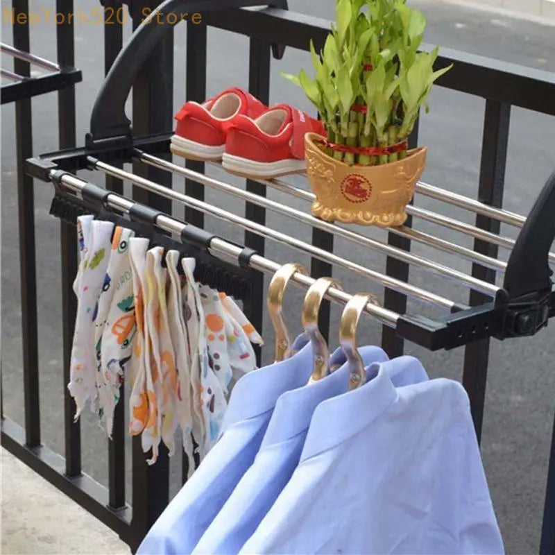 Folding Stainless Steel Drying Rack – Balcony & Laundry Holder