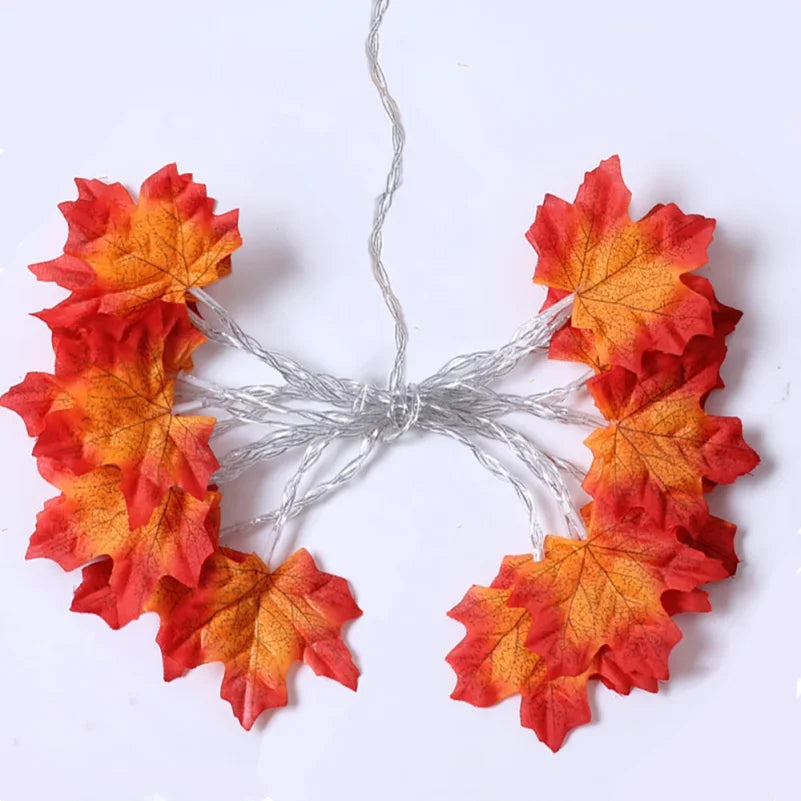 Maple Leaf LED String Lights Garland – Halloween Fall Decor