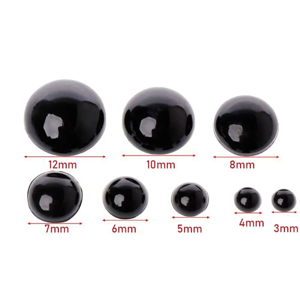 100Pcs Black Plastic Safety Eyes 3–12mm for Dolls & Puppets