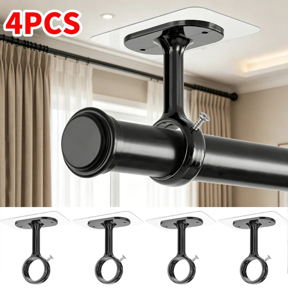 Self Adhesive Curtain Rod Brackets – No-Drill Ceiling Mount