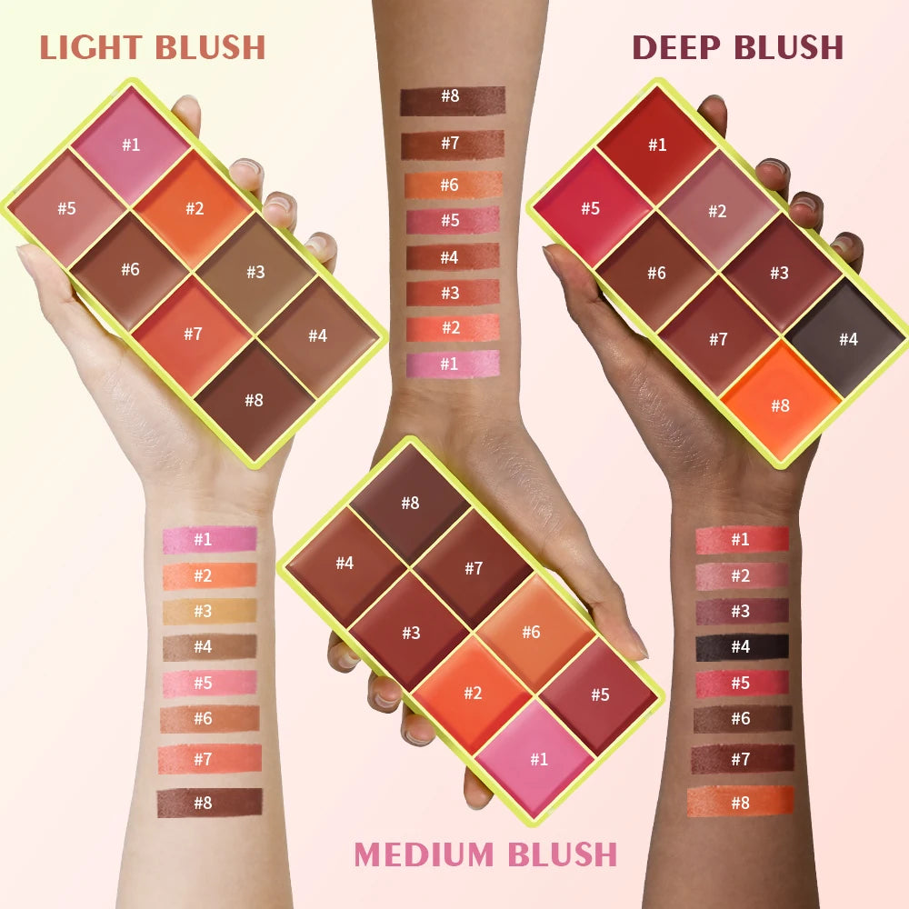 Cream Highlighter Blush Palette – Matte & Shimmer Finishes