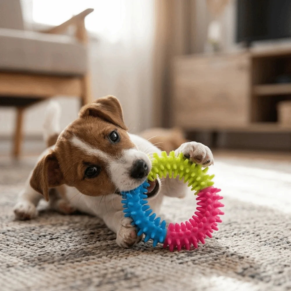 Spiked Ring TPR Dog Chew Toy – Interactive Molar Toy