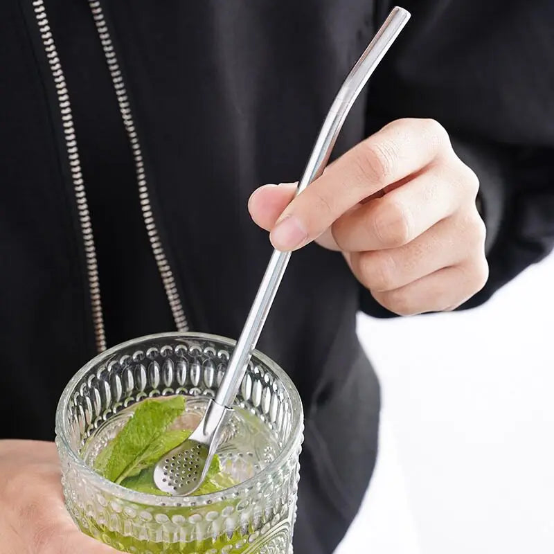 2-in-1 Stainless Steel Filter Straw Spoon – Yerba Mate Tea Infuser