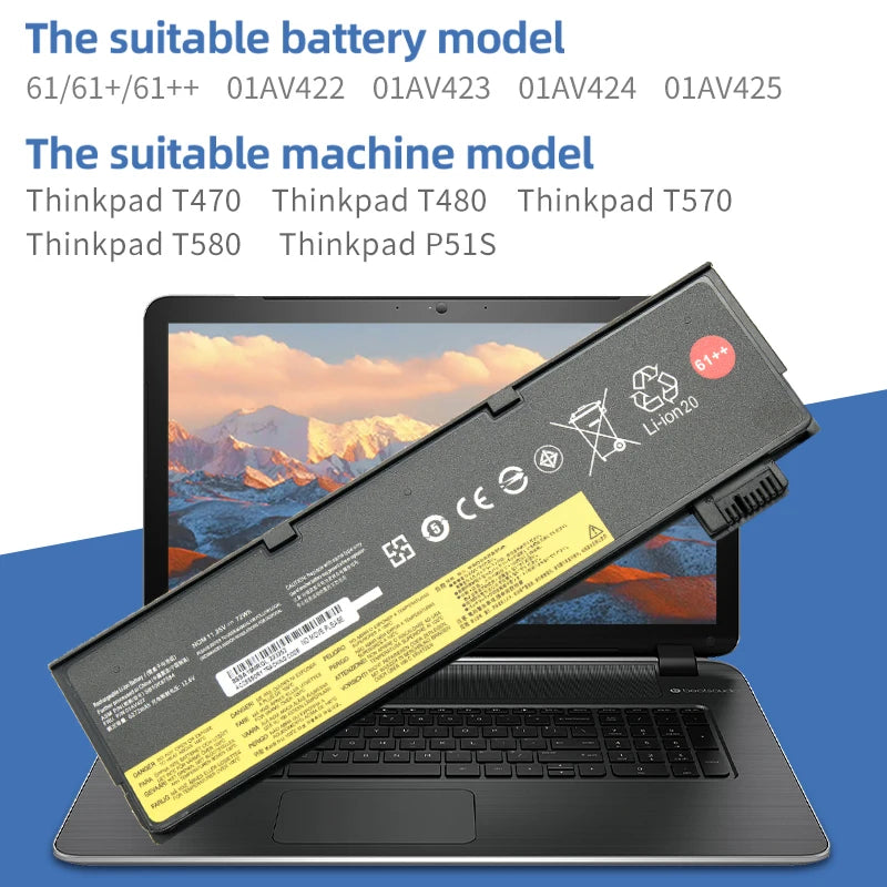 SUOZHAN 72Wh Battery for Lenovo ThinkPad T470 T480 T570 T580