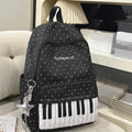 Women's Nylon Backpack Polka Dot Piano Key Design with Pendant
