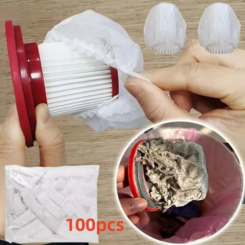 100-Pack Disposable Non-Woven Vacuum Cleaner Filters